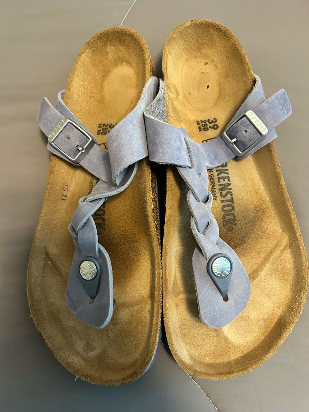Birkenstock Women's Braided Thong Sandals in Light Blue Suede - Picture 2 of 5